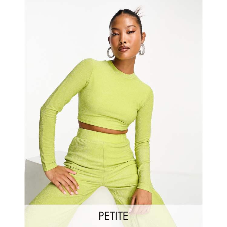 Long Sleeve Crop Top Open Back - Women - Evergreen