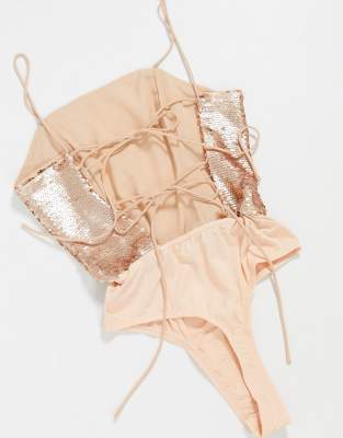 rose gold sequin bodysuit