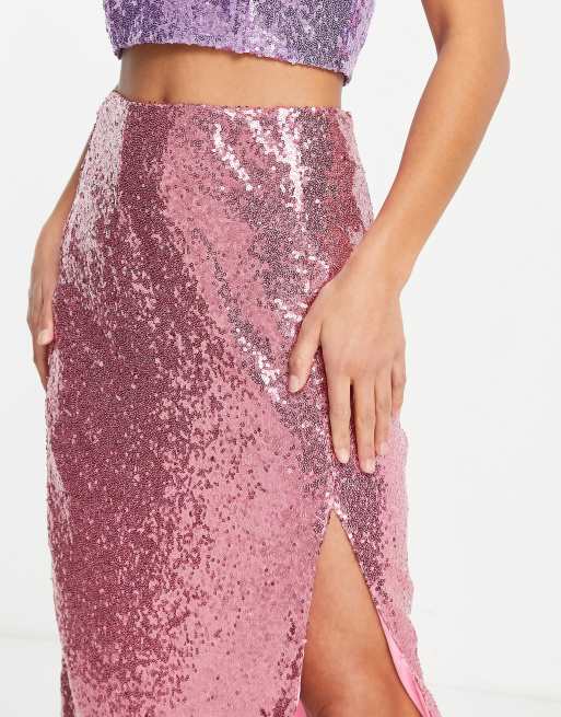 Pink glitter shop midi skirt