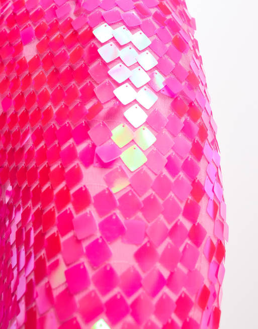 Collective the Label Petite strapless disc sequin jumpsuit in pink, 3 of 4