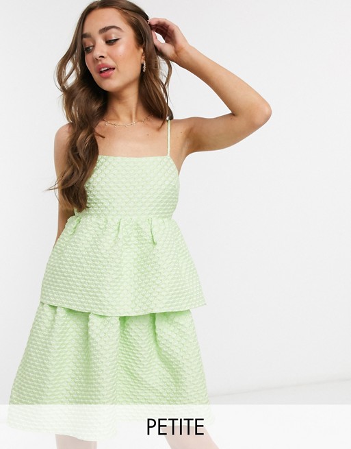 Collective The Label Petite textured peplum smock dress in mint