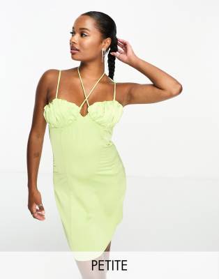 Collective the Label Petite tie front mini dress in apple green