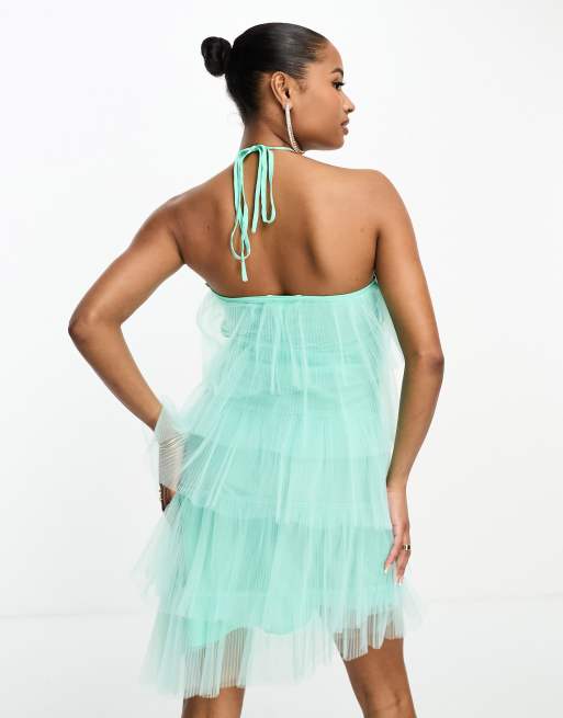 Strapless Two-Tier Ruffle Mini Dress