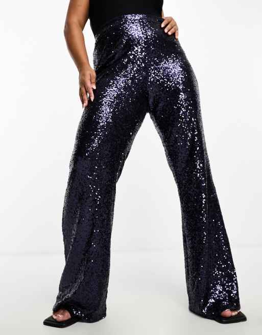 Collective The Label Plus - Exclusivité - Pantalon ample à sequins - Bleu nuit, 2 de 4