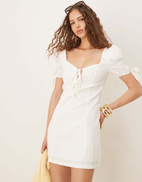 Collective The Label Puff sleeve mini dress in white - view 1