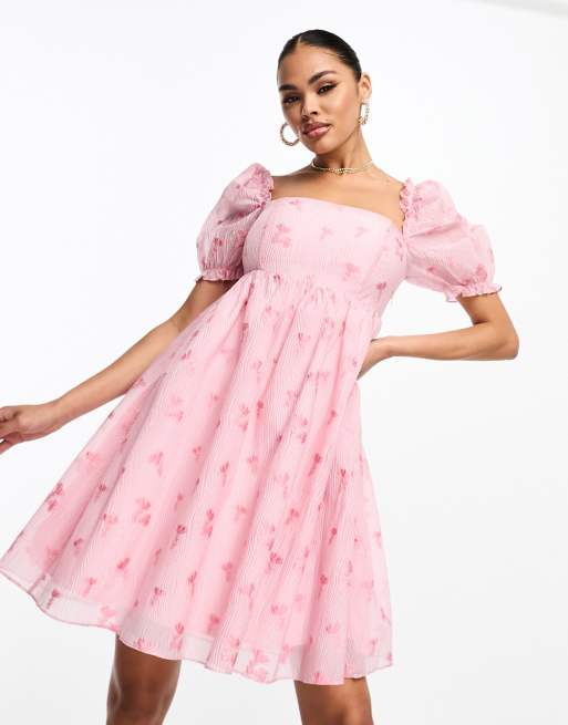 Asos pink hot sale smock dress