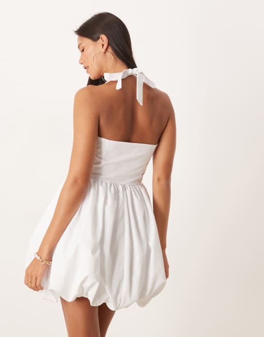 Collective The Label Puffball halterneck mini dress in white, 4 of 4