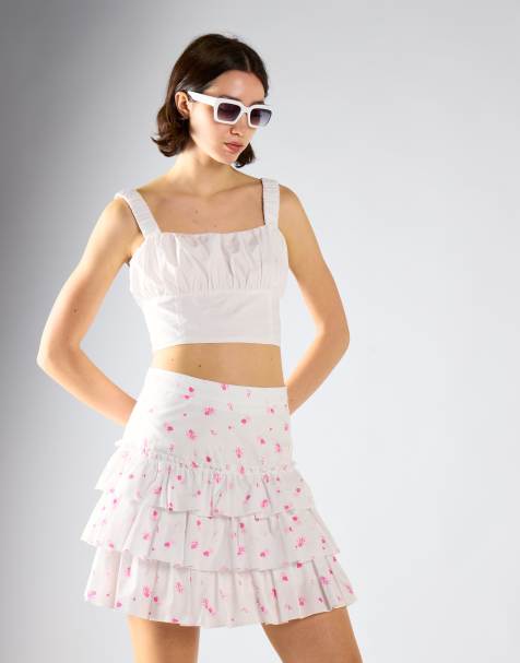 Collective The Label Rara mini skirt in white pink floral - view 1