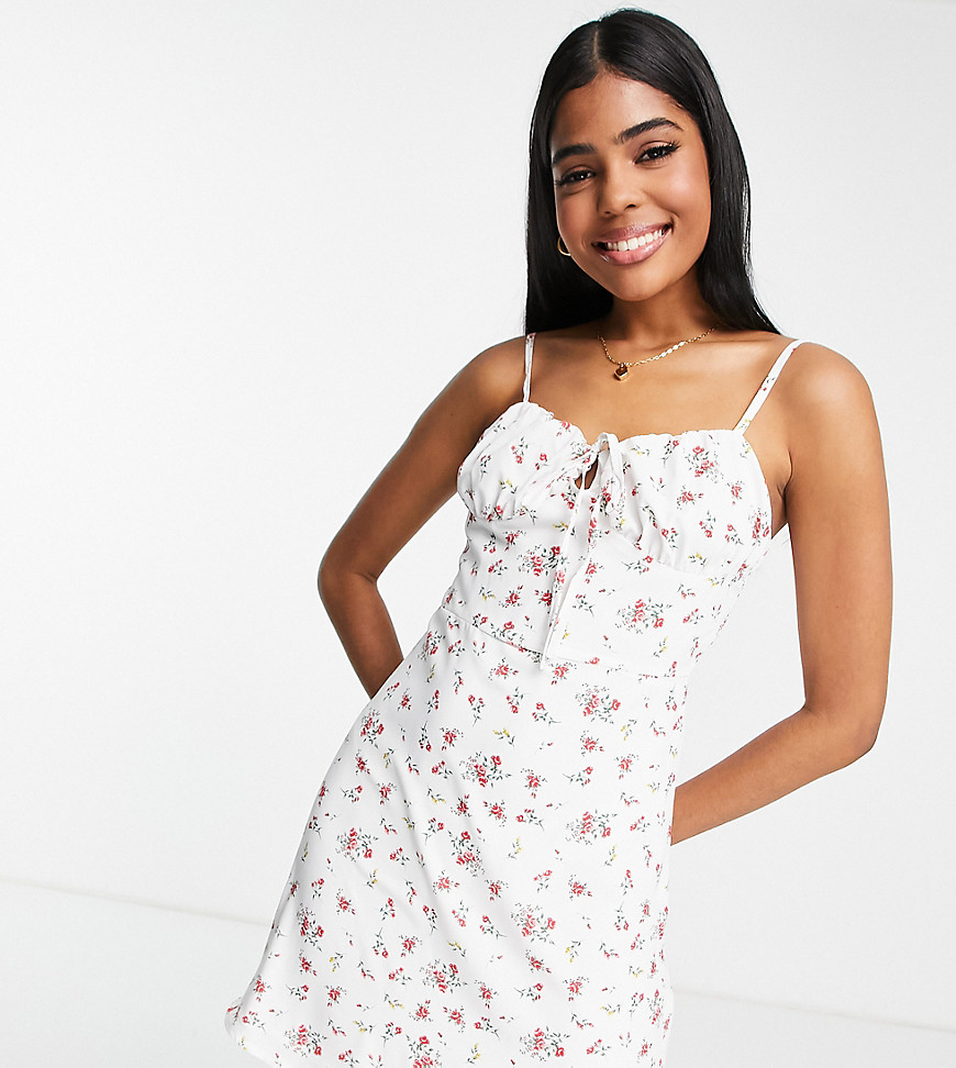 Collective the Label ruched cup mini dress in ivory floral-White