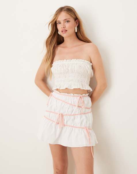 Collective The Label Ruched mini skirt in white