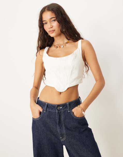Collective The Label Square neck corset top in off white - view 1