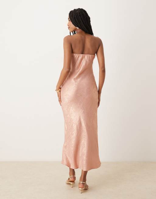Collective The Label Strapless bias-cut midi dress in copper metallic, 3 of 4
