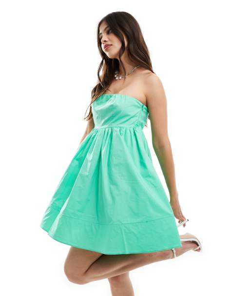 Collective The Label Strapless empire-line mini dress in bright green - view 1
