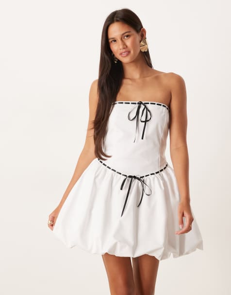 Collective The Label Strapless mini skater dress in white - view 1