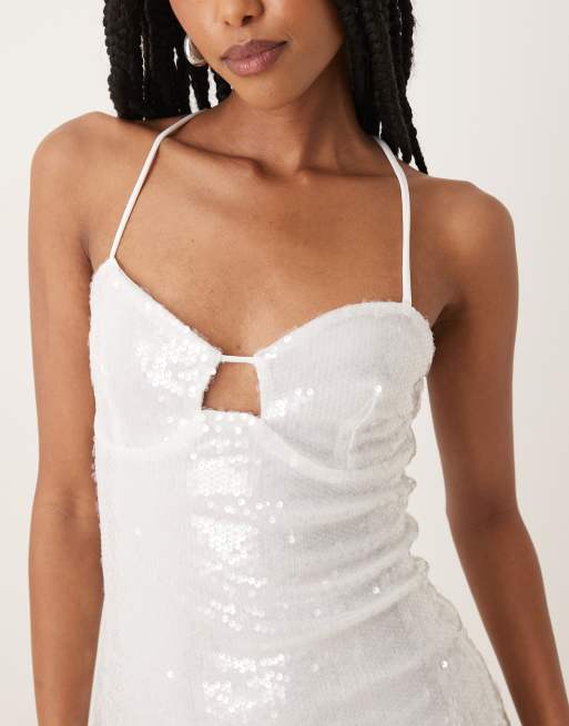 Collective The Label Strappy mini dress in clear sequin | ASOS