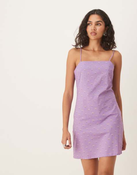 Collective The Label Strappy mini dress in lilac polka dot cherry - view 1