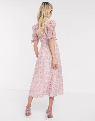 pink midi tea dress