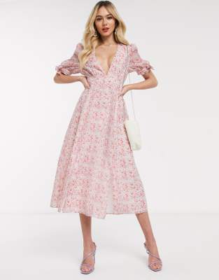 ditsy midi dress