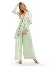 Lavish alice origami folded bandeau jumpsuit in sage clearance