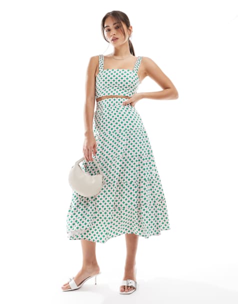 Collective The Label Tiered maxi skirt in pink green floral square