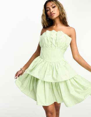 Collective The Label Collective the Label tiered mini dress in apple green