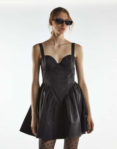 Collective The Label V neck mini dresses in black - view 1
