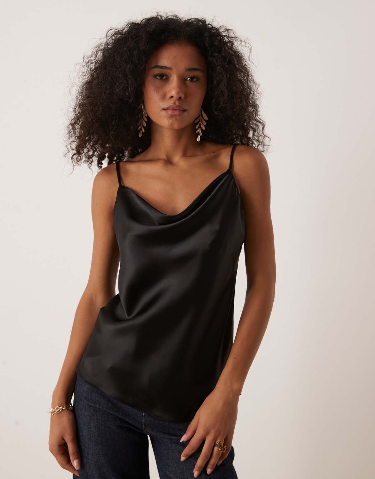 Collective The Label V neck vest in black satin