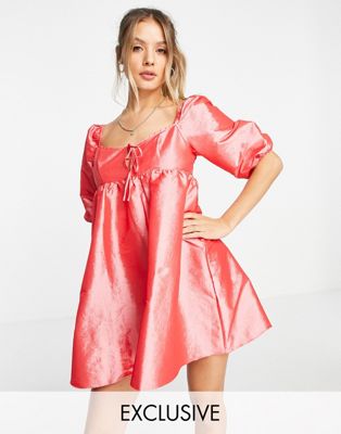 Collective the Label oversized babydoll mini dress in pop pink - ASOS Price Checker