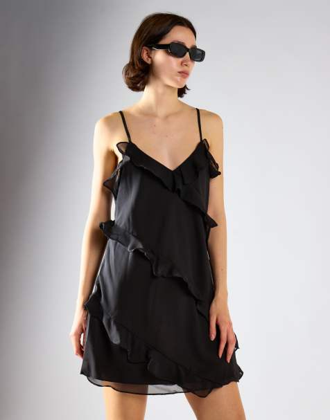 Collective The Label Waterfall ruffle mini-dress in black - view 1