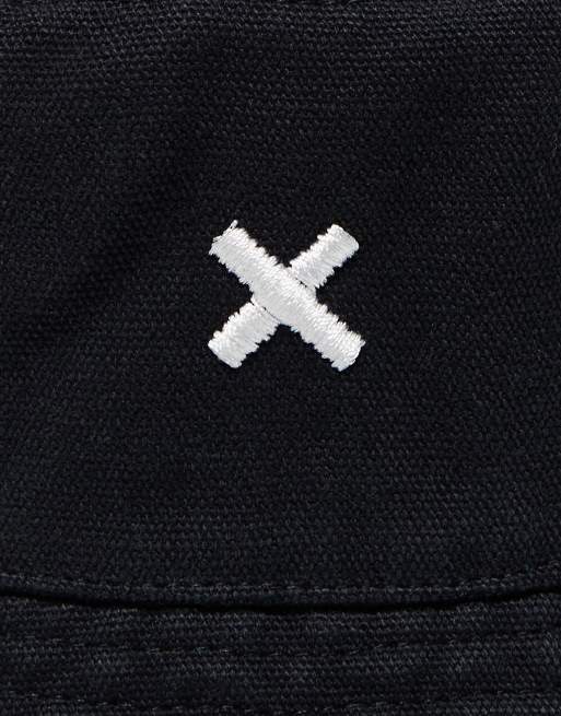 COLLLUSION – Svart solhatt i unisex-modell och tvättad twill med logga, 2 av 4