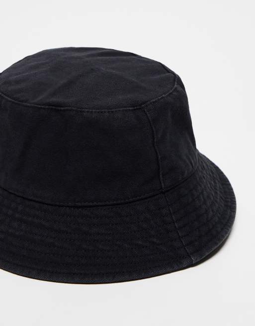 COLLLUSION – Svart solhatt i unisex-modell och tvättad twill med logga, 3 av 4