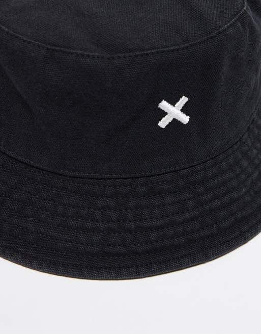 COLLLUSION – Svart solhatt i unisex-modell och tvättad twill med logga, 4 av 4