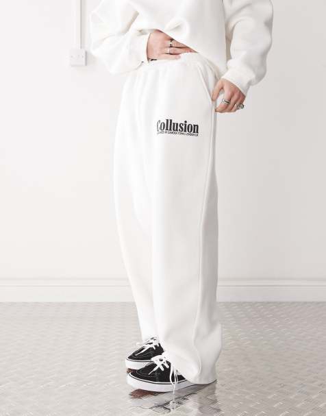 COLLLUSION wide leg trackies in ecru with print (part of a set) - view 1