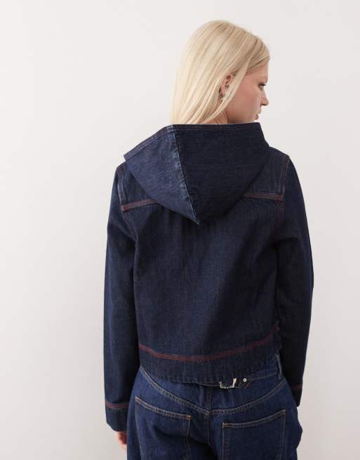 COLLUSION – 00s – Jeansjacke in Rinse-Waschung mit Kapuze, 4 von 4