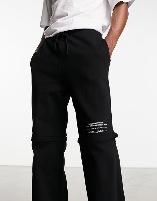 ASOS DESIGN straight scuba sweatpants in black with cargo pockets