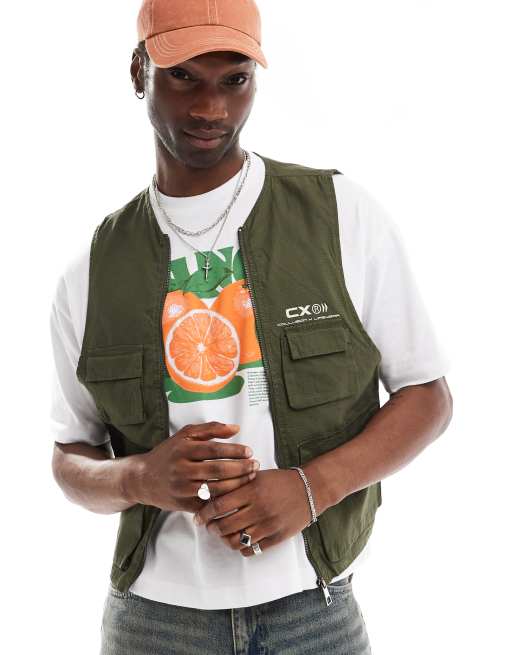 COLLUSION 2 in 1 washed ripstop bomber jacket with removable gilet