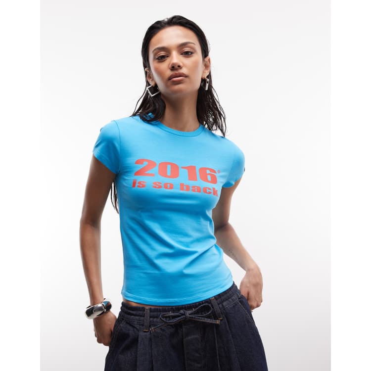 COLLUSION 2016 slogan baby tee in blue | ASOS