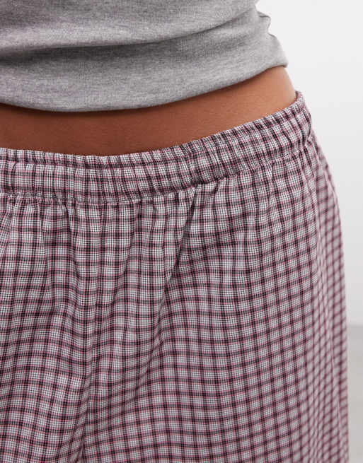 COLLUSION 3/4 nylon geruite jort in roze, 3 van 5