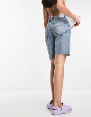 COLLUSION 90s baggy dad denim short in blue - ASOS Price Checker