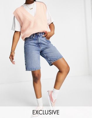 COLLUSION 90s baggy dad shorts in blue cotton - MBLUE - ASOS Price Checker