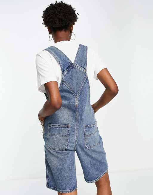 COLLUSION 90s baggy denim short dungarees