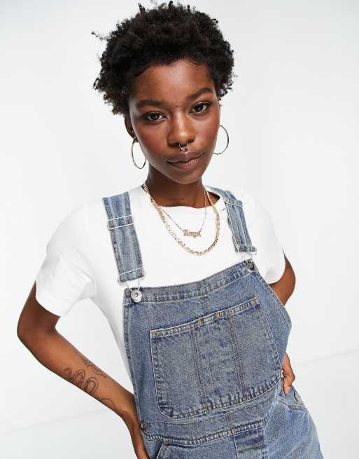 COLLUSION 90s baggy denim short dungarees