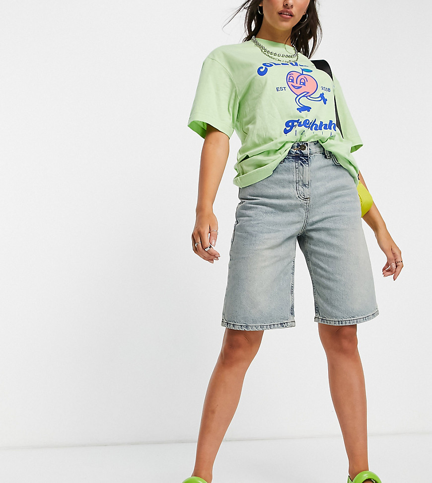 COLLUSION 90s baggy extreme dad shorts in blue-Blues
