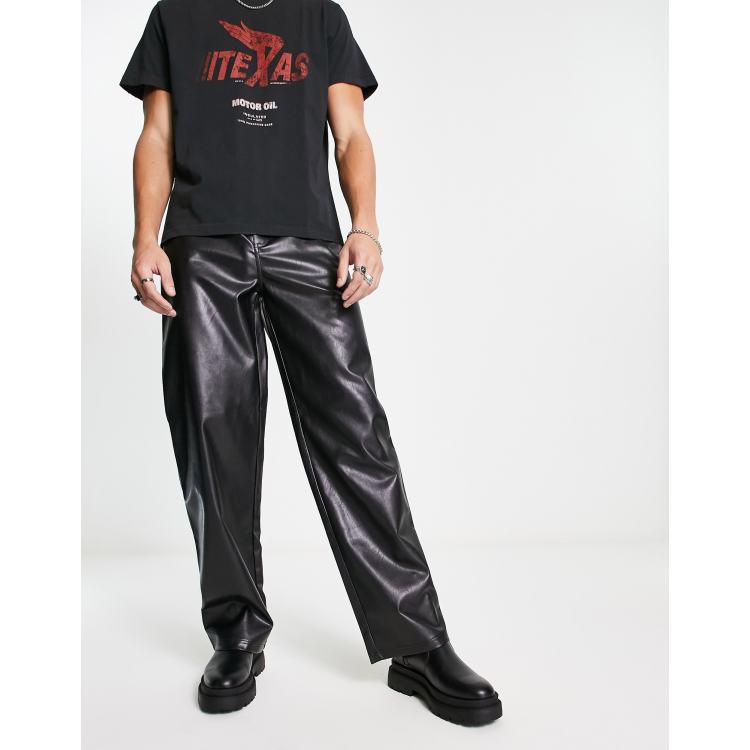 COLLUSION 90s fit baggy pants in black vinyl