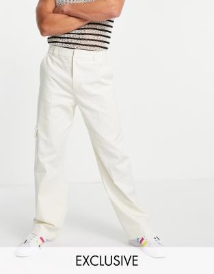 Collusion 90s Baggy Fit Pants In Ecru-white