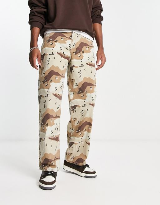 COLLUSION 90s baggy washed camo pants in stone | ASOS