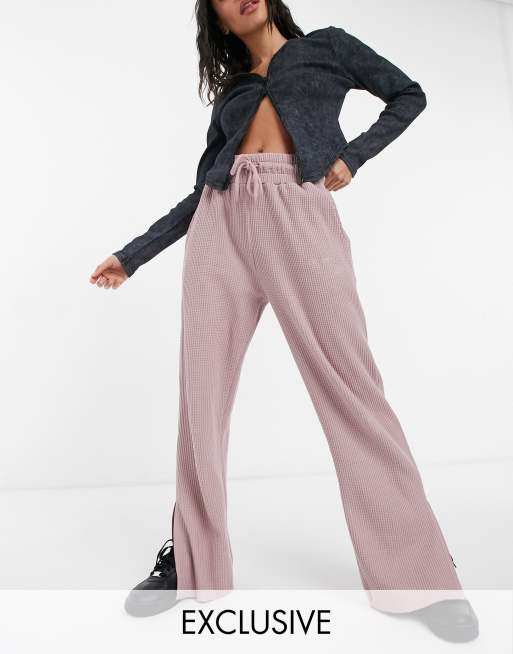 COLLUSION 90s dad waffle wide leg low rise trackies in purple