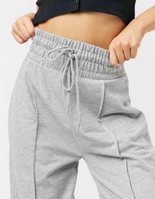 COLLUSION Plus super wide leg seam front sweatpants in gray marl