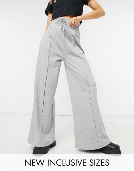 COLLUSION 90s dad wide leg seam front trackies in grey marl
