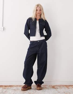 Collusion 90s Denim Fitted Jacket In Blue